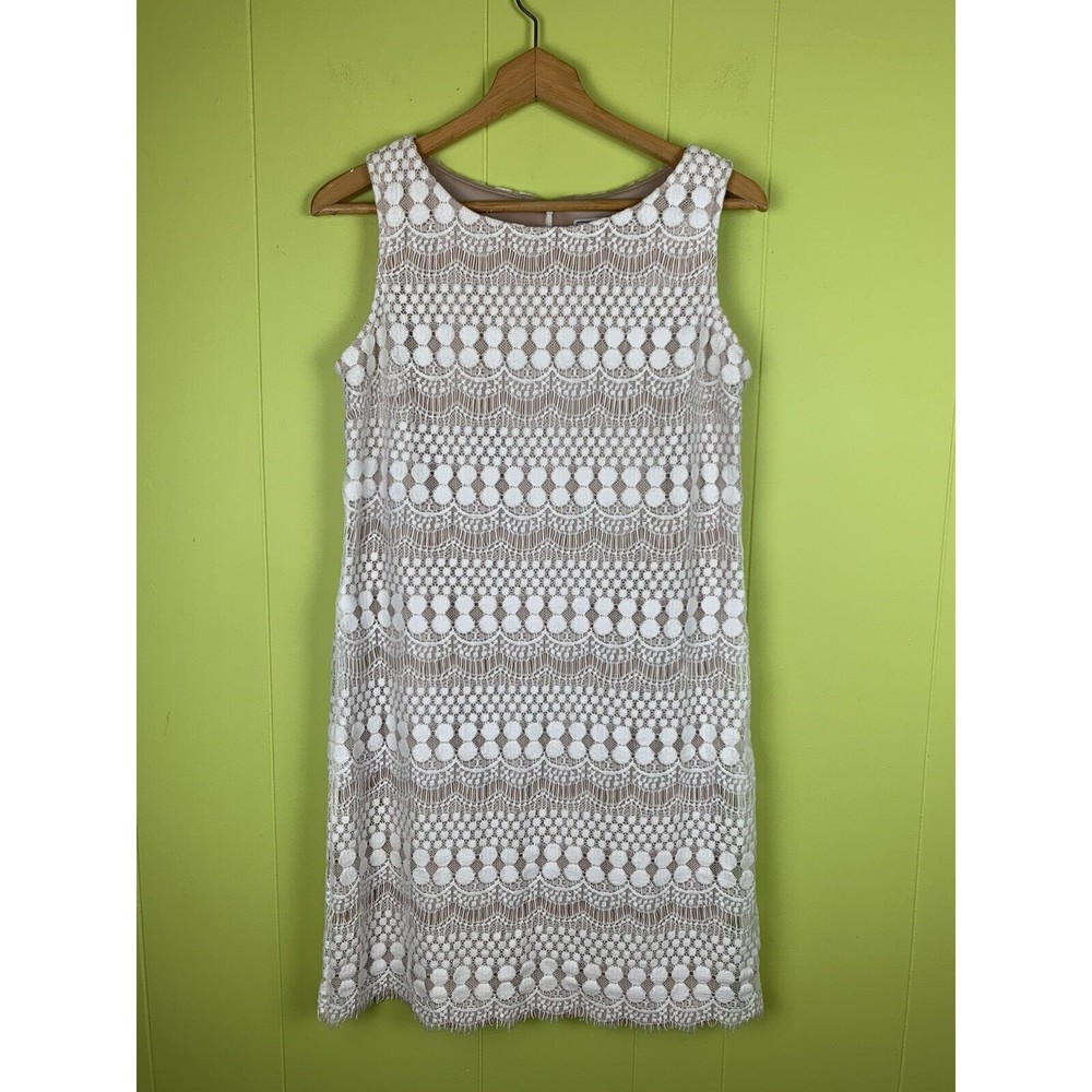 Jessica Howard Women's Lace Overlay Dress Sz 10 Sleeveless cream